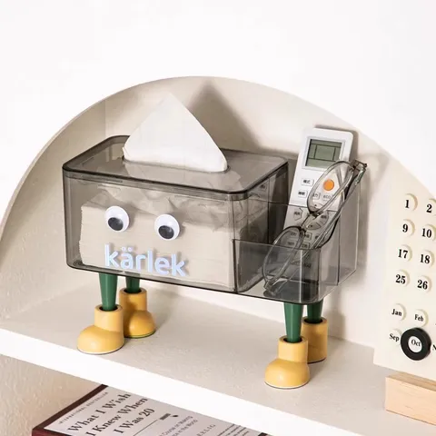 Caja de Pañuelos Multifuncional de Escritorio Soporte de Servilletas Creativo Caja de Almacenamiento de Plástico Transparente Para Sala Dormitorio