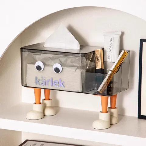 Caja de Pañuelos Multifuncional de Escritorio Soporte de Servilletas Creativo Caja de Almacenamiento de Plástico Transparente Para Sala Dormitorio