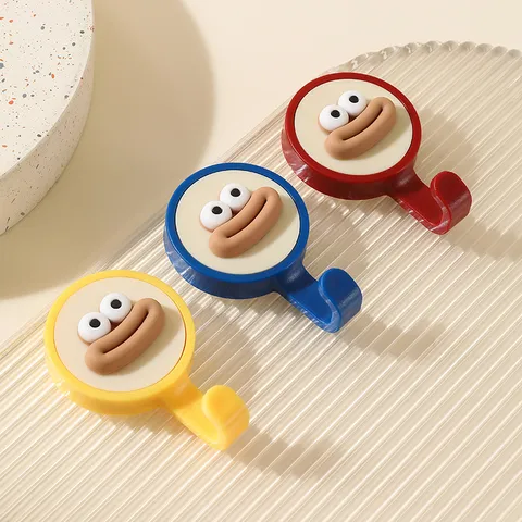 Gancho De Pared Giratorio Divertido De Dibujos Animados Gancho Adhesivo Sin Perforaciones Para Dormitorio Puerta Trasera Organizador De Almacenamiento En El Hogar