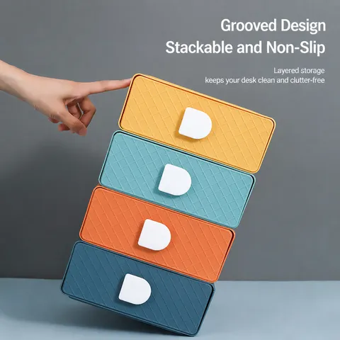 Caja de Almacenamiento de Escritorio de Plástico Tipo Cajón Minimalista Moderno para Papelería de Oficina y Artículos Diversos