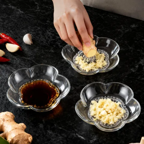 Plato de Salsa de Acrílico Estilo Japonés Moledor de Ajo Hogar Plato de Condimento Pequeño Plato de Aperitivo Herramienta