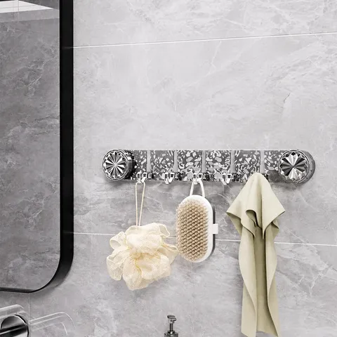 Gancho de Ventosa con Onda de Agua Transparente Sin Punzonado Fuerte Capacidad de Carga Colgador de Pared para Baño Cocina