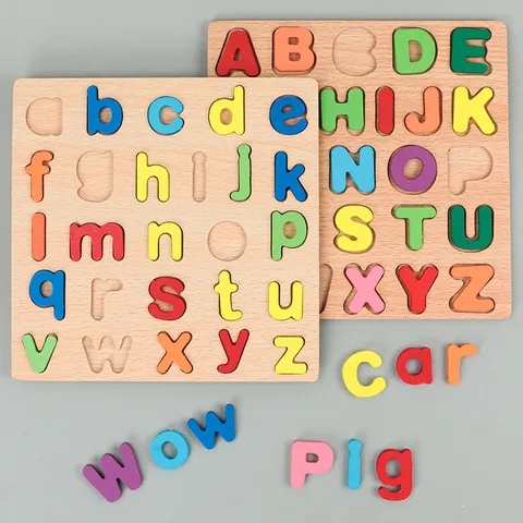 Kinderen Hout Educatief Puzzelbord Montessori Speelgoed Letter Cijfer Vorm Cognitie Leer Speelgoed Vroege Educatie