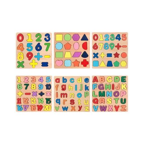 Kinderen Hout Educatief Puzzelbord Montessori Speelgoed Letter Cijfer Vorm Cognitie Leer Speelgoed Vroege Educatie