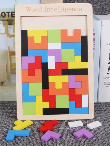 Blocs de Puzzle Tetris en Bois Tangram Créatif Casse-Tête Jouet Éducatif Pour Enfants Garçons et Filles Jeu d'Apprentissage