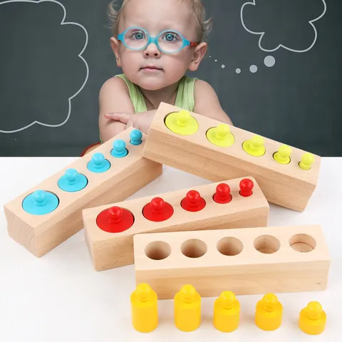 Ξύλινοι Κύλινδροι Υποδοχής Montessori Εκπαιδευτικό Παιχνίδι Πρώιμης Μάθησης Ξύλο Οξιάς Αισθητηριακή Εκπαίδευση Παζλ