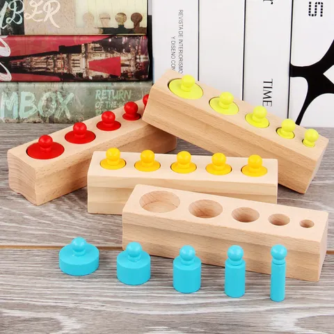 Ξύλινοι Κύλινδροι Υποδοχής Montessori Εκπαιδευτικό Παιχνίδι Πρώιμης Μάθησης Ξύλο Οξιάς Αισθητηριακή Εκπαίδευση Παζλ