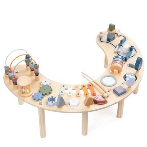Montessori Wooden Busy Board Activity Table Multi-Functional Sensory Early Education Learning Toy For Toddlers