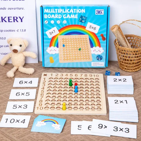 Wooden Multiplication Table Board Game Kids Educational Math Learning Toy Montessori Counting Calculation Desktop Game