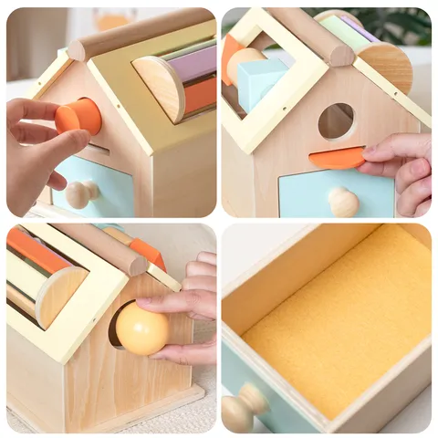 Montessori Busy House Holz Frühförderungsspielzeug Multifunktion Formsortierung Passendes Spiel Baby Lernaktivitätswürfel Geschenk