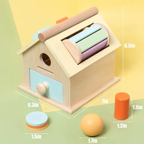 Montessori Busy House Holz Frühförderungsspielzeug Multifunktion Formsortierung Passendes Spiel Baby Lernaktivitätswürfel Geschenk