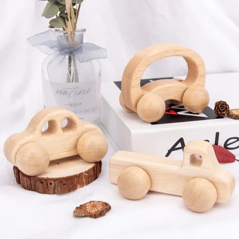 Natürliches Holz Baby Schiebe Spielzeugautos Kleinkind Pädagogisch Greiftraining Gleitfahrzeuge Holzspielzeug Für Kinder