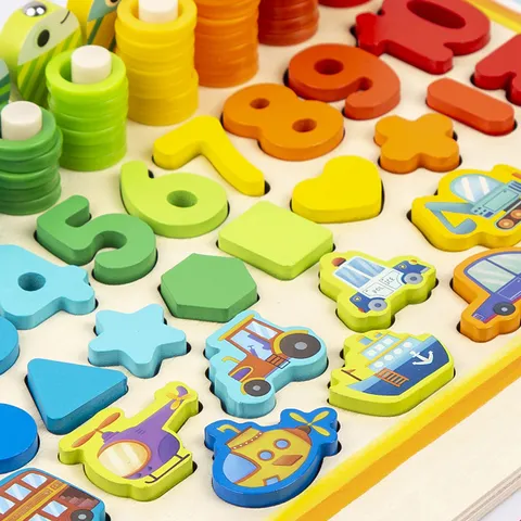 Montessori Houten Educatief Vissen Logaritme Bord Kinderen Digitale Letter Matching Dinosaur Puzzel Speelgoed