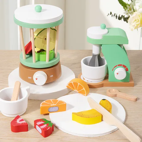 Hölzernes Simulationsküchengeräte Spielzeug Set Rollenspiel Kaffeemaschine Brotbackautomat Entsafter Mixer Lernspielzeug Für Kinder