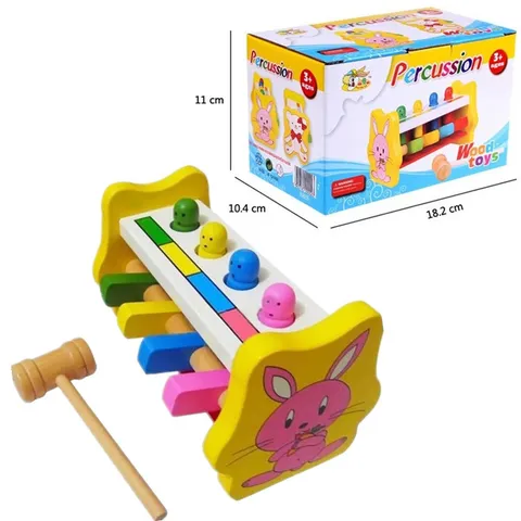 Kids Wooden Educational Pounding Toy Montessori Early Learning Hammer Bench With Colorful Wooden Pegs Toddler Gift