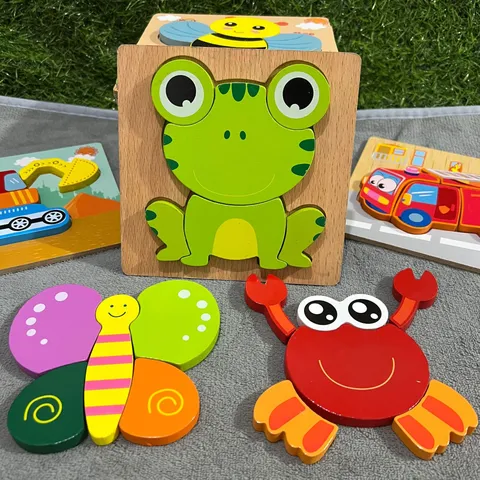 Puzzle Stéréo 3D en Bois Enfants Éducatif Animal Trafic Planche de Puzzle Bébé Apprentissage Précoce Développement de l'Intelligence Jouet