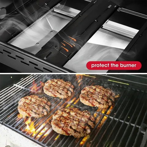 Universal Adjustable Grill Heat Plate Stainless Steel Replacement Burner Cover BBQ Parts Gas Grill Heat Tent Shield