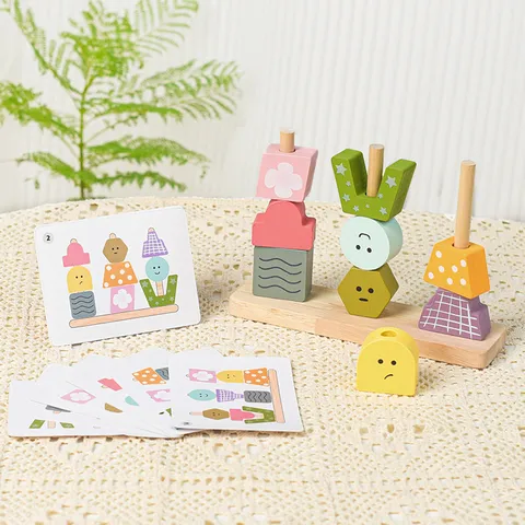 Kids Wooden Educational Logic Training Building Blocks Montessori Sorting Matching Game Early Learning Puzzle Toys