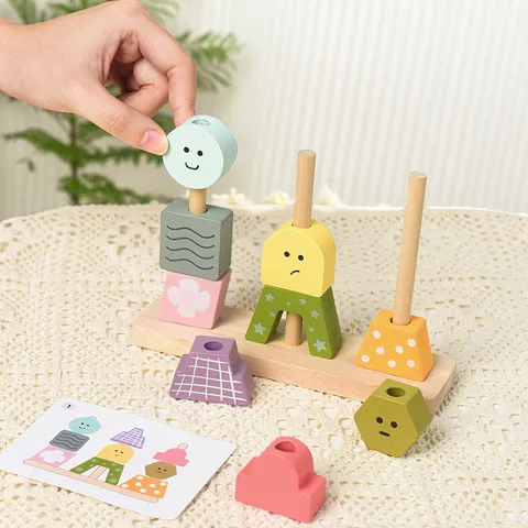 Kids Wooden Educational Logic Training Building Blocks Montessori Sorting Matching Game Early Learning Puzzle Toys