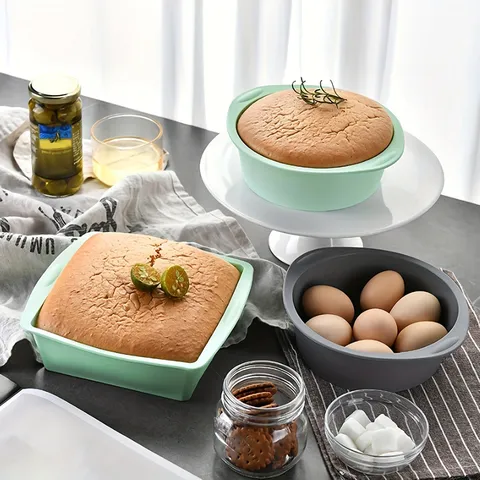 Set di Stampi da Forno in Silicone Rotondo Quadrato Toast Stampo per Torta Antiaderente Resistente al Calore Strumento da Cucina
