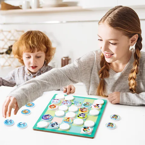 Holz Tic Tac Toe Gedächtnis Match Brettspiel Kinder Pädagogisches Tischspiel Doppelseitiges Interaktives Spielzeug Geschenk