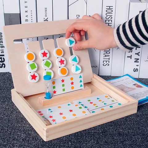 Wooden Montessori Logical Thinking Training Four Color Game Chess Children Educational Color Matching Board Toy