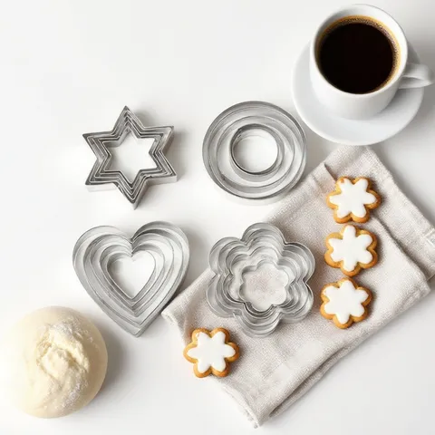 Edelstahl Keksausstecher Set Metall Plätzchen Form Backwerkzeug DIY Gebäck Herz Stern Blume Runde Formen Küchenzubehör