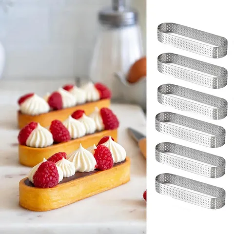 Anello per Crostata Ovale Perforato in Acciaio Inossidabile Ispessito Stampo per Pane Francese Strumento di Cottura
