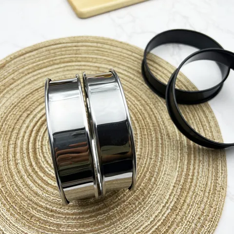 Stainless Steel Tart Ring Round French Pastry Mousse Cake Mold Double Rolled Edge Baking Tool Non-Stick Tart Shell Ring