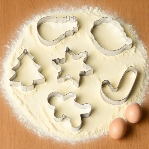 Stainless Steel Christmas Cookie Cutters Gingerbread Man Snowflake Tree Baking Molds For Holiday Party
