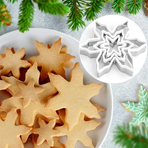 Stainless Steel Christmas Cookie Cutter Set Snowflake Star Gingerbread Man Tree Baking Mold Kitchen Tool