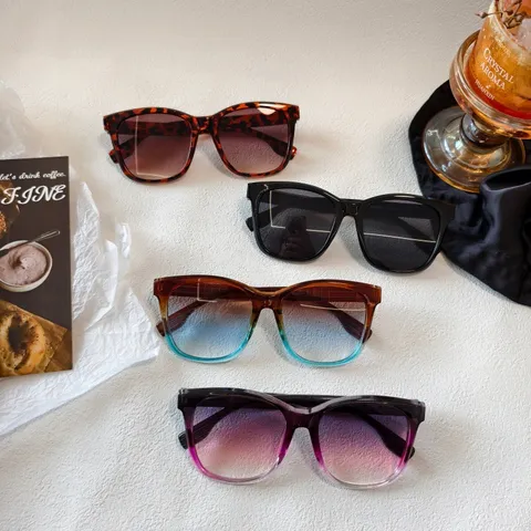 Gafas de Sol Cuadradas Retro Mujeres Hombres Protección UV400 Lentes Degradadas Montura Oversize Gafas de Sol Moda Streetwear