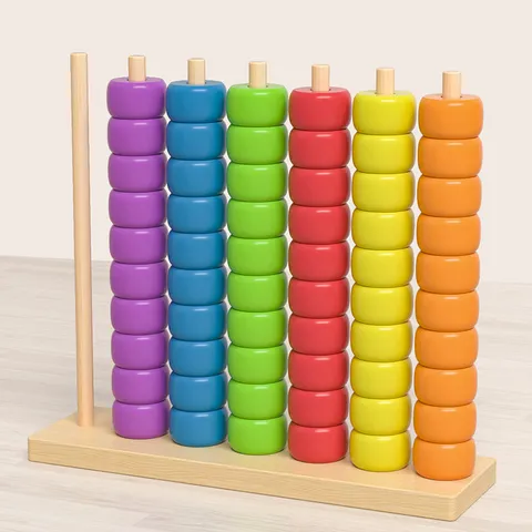 Wooden Bead Ring Sorting Puzzle Montessori Educational Toy For Kids Early Learning Color Matching Shape Game Toddler Gift