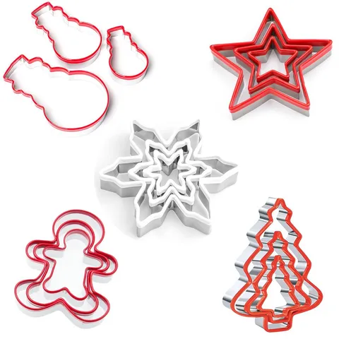 Stainless Steel Christmas Cookie Cutter Set Snowflake Star Gingerbread Man Tree Baking Mold Kitchen Tool