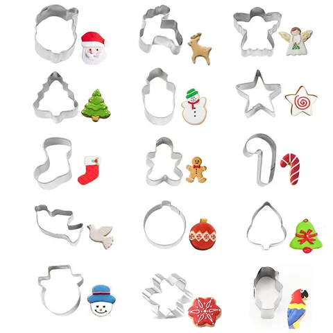Stainless Steel Christmas Cookie Molds Snowflake Tree Gingerbread Man Biscuit Cutters Baking Pastry Tools