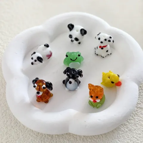 DIY Lindos Dibujos Animados 3D Animales Cuentas de Vidrio de Lámpara Para Hacer Joyas Artesanía Hecha a Mano Panda Perro Rana Conejo Pato Cuentas Espaciadoras