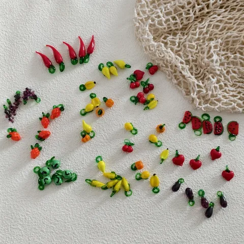 Perline di Frutta e Verdura in Vetro Fatte a Mano per Creazione di Gioielli Fai da Te Ciondoli Sfusi Simpatici Ciondoli per Orecchini e Accessori per Collane