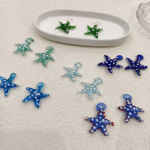 Lindo Colgante de Vidrio de Estrella de Mar Delfín de Lunares DIY Cuentas Pendientes Pulsera Artesanía Materiales de Fabricación de Joyas