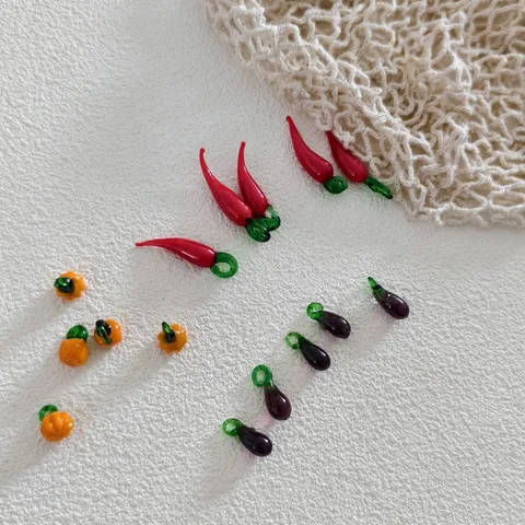 Perline di Frutta e Verdura in Vetro Fatte a Mano per Creazione di Gioielli Fai da Te Ciondoli Sfusi Simpatici Ciondoli per Orecchini e Accessori per Collane