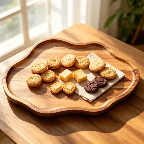 Creative Acacia Wood Serving Tray Natural Wood Grain Fruit Plate Dessert Snack Tray For Home Kitchen Dining Table Decor