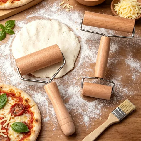 Mattarello in Legno e Acciaio Inossidabile con Doppio Rullo Strumento da Cucina per Cottura di Pasta