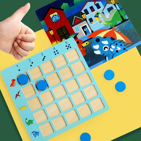 Jeu de Comptage de Dinosaures en Bois Enfants Jouet Éducatif Montessori Mathématiques Cognition des Nombres