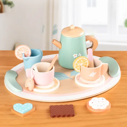 Hölzernes Nachmittagstee Spielzeug Set Simulation Teekanne Tasse Küche Rollenspiel Spielzeug Für Kinder Lern-Geburtstagsgeschenk