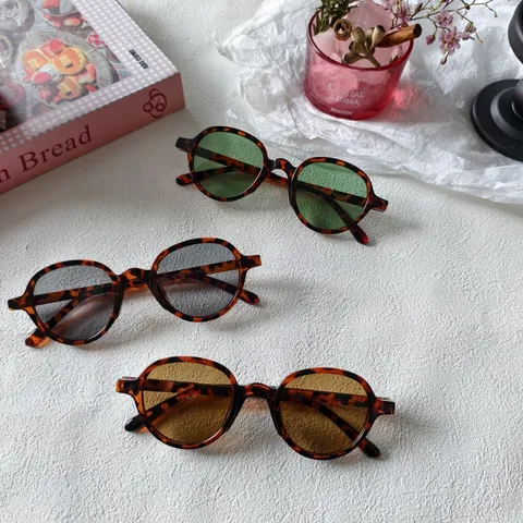 Retro Runder Rahmen Sonnenbrille Damen Herren Mode Kontrastfarbe Harz PC Linse Vintage Street Style Brille UV400 Schutz