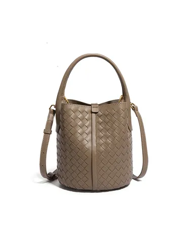 Elegante Handgewebte PU Leder Eimertasche Medium Kapazität Handtasche Umhängetasche Tote Schultertasche Mit Herausnehmbarer Innentasche Lässige Damen Tasche