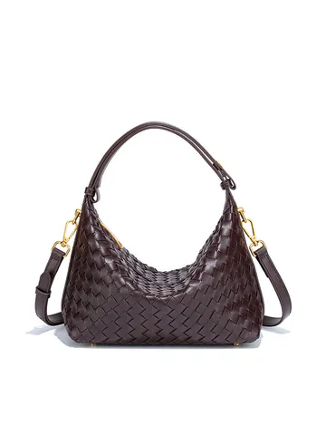 Retro PU Leder Handgeflochtene Unterarm Schultertasche Vintage Einfarbig Knödel Tasche Elegante Umhängetasche Damen