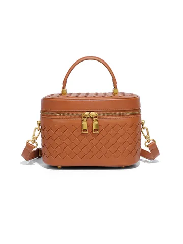 Damen Geflochtene Box Tasche PU Leder Handgeflochtene Schulter Umhängetasche Mode Doppel Reißverschluss Top Handle Quadratische Handtasche Für Den Täglichen Damen