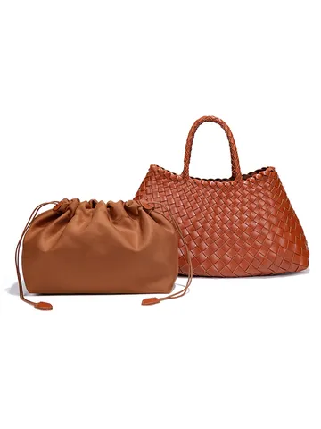 Französischer Stil PU Geflochtene Handtasche Große Kapazität Vintage Korbtasche Für Damen Intrecciato Tote Bag Mit Innentasche Mode