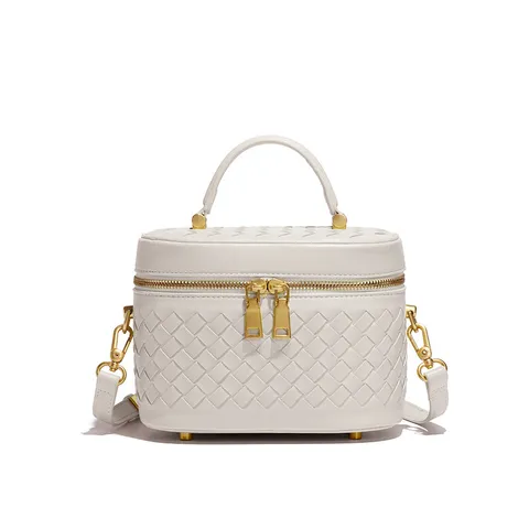 Damen Geflochtene Box Tasche PU Leder Handgeflochtene Schulter Umhängetasche Mode Doppel Reißverschluss Top Handle Quadratische Handtasche Für Den Täglichen Damen