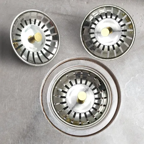 Stainless Steel Kitchen Sink Strainer Drain Filter Basket With Handle Replacement Sink Plug For Kitchen Basin Waste Stopper
